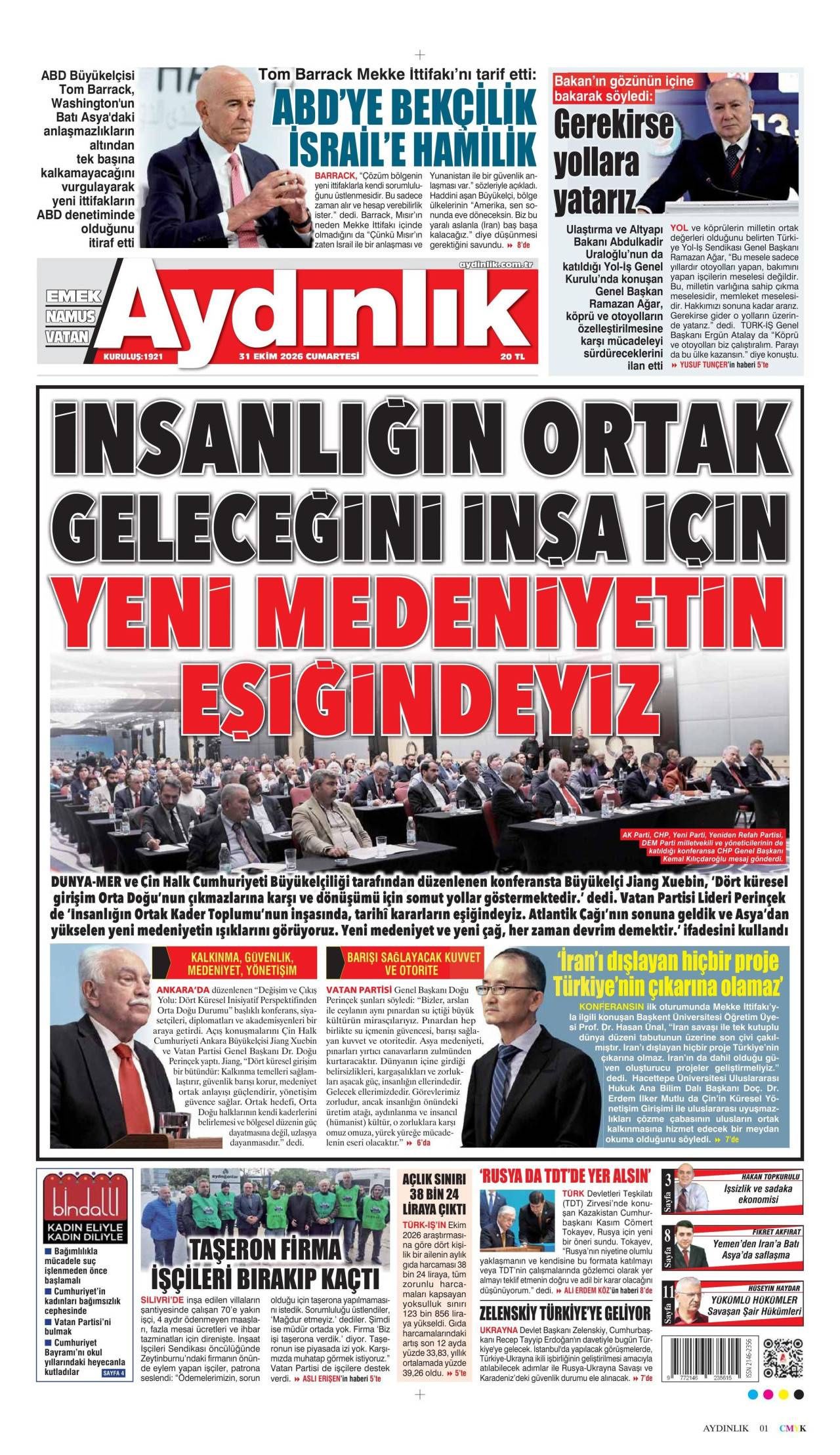 Aydınlık Gazetesi Gazete Manşeti