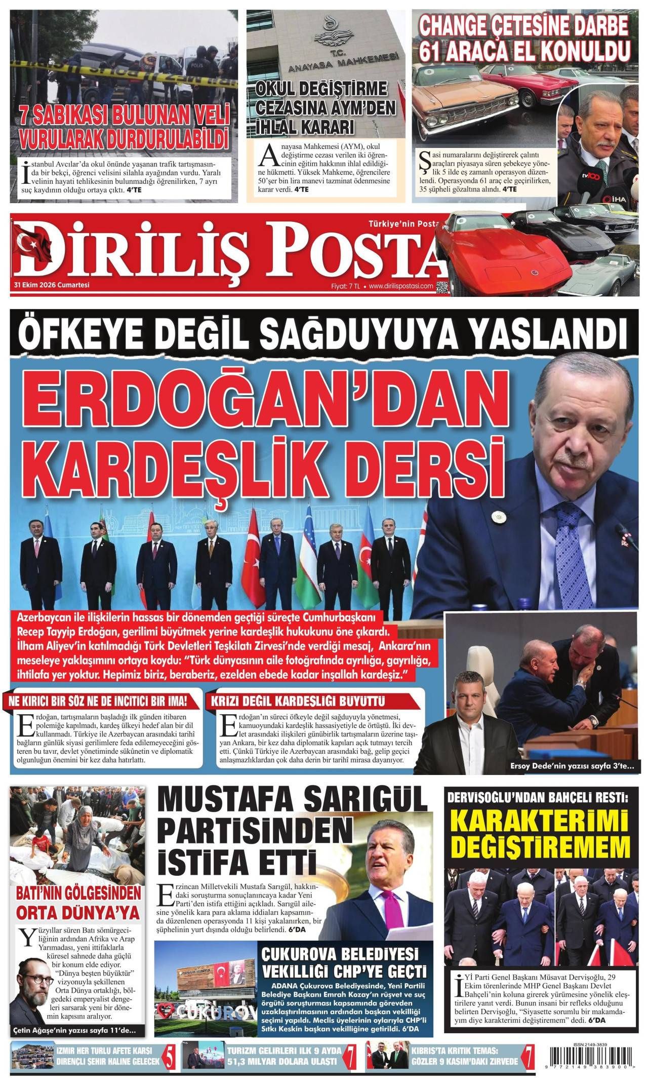 Diriliş Postası Gazetesi Gazete Manşeti