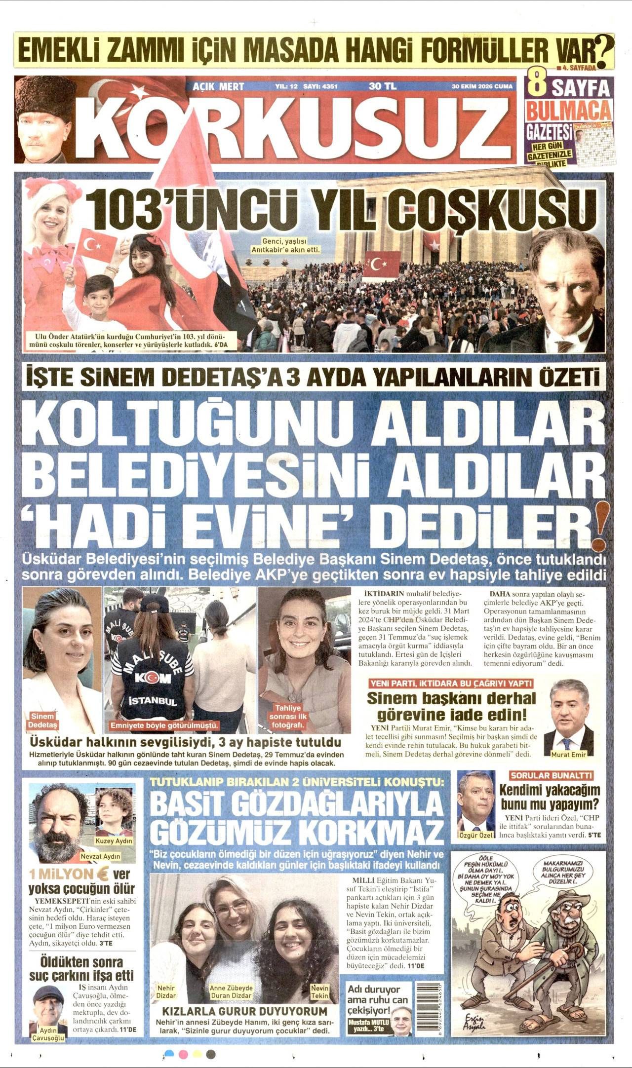 Korkusuz Gazetesi Gazete Manşeti