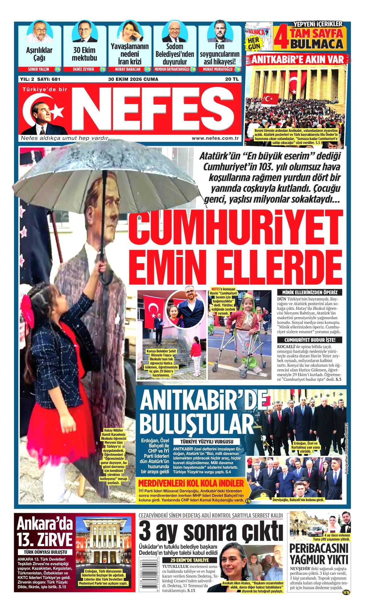 Nefes Gazetesi Gazete Manşeti