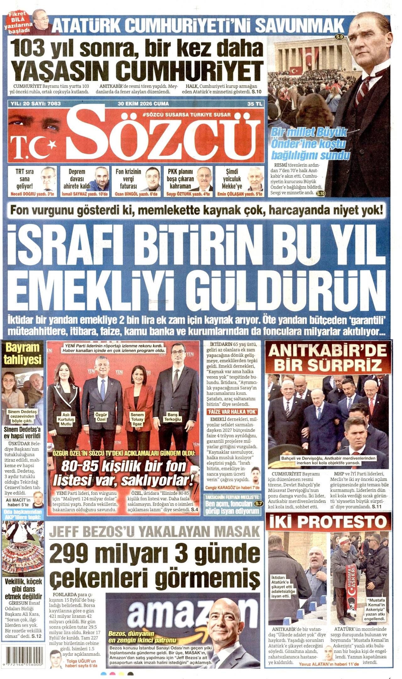Sözcü Gazetesi Gazete Manşeti
