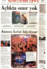Cumhuriyet Gazetesi Gazete Manşeti