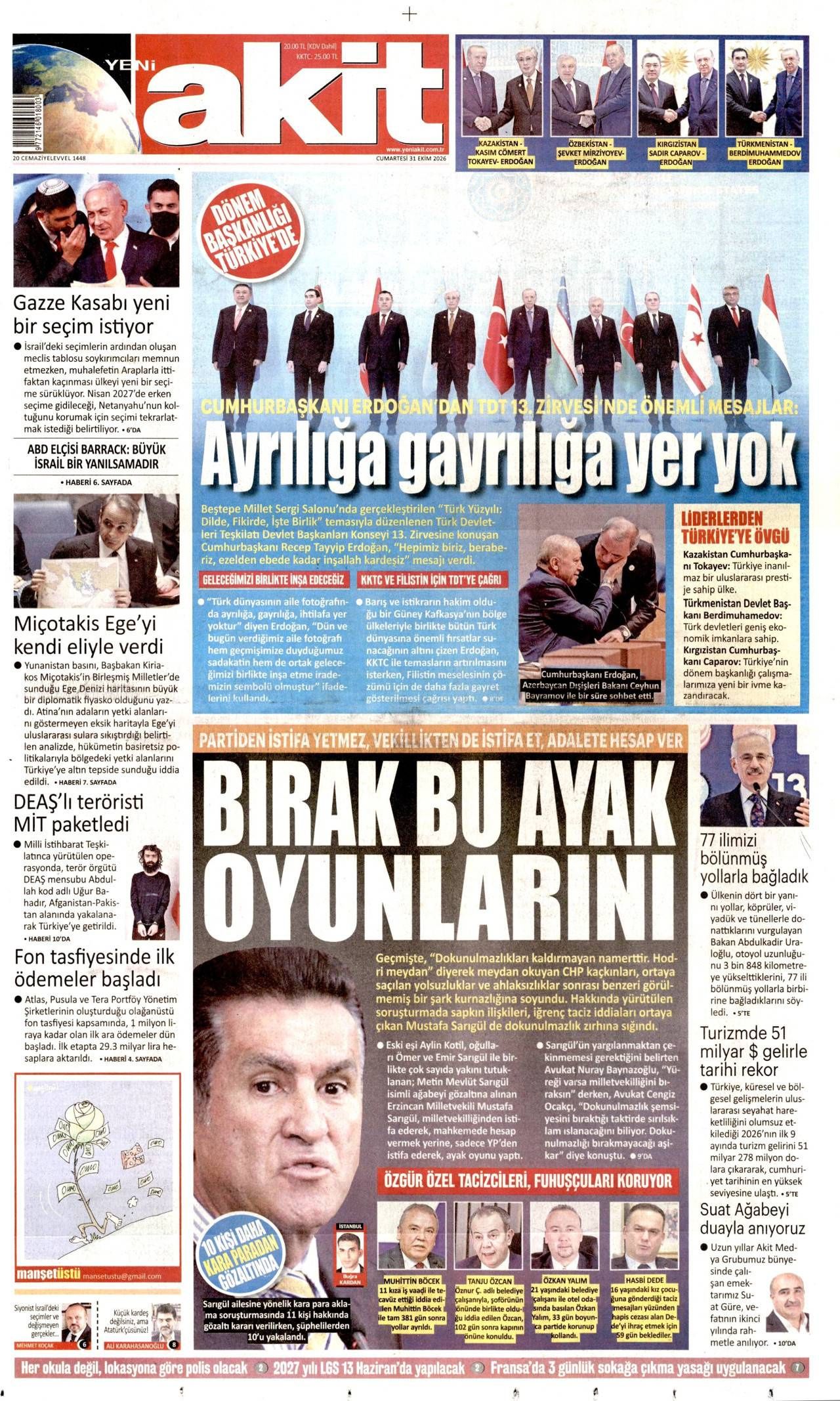 Yeni Akit Gazetesi Gazete Manşeti