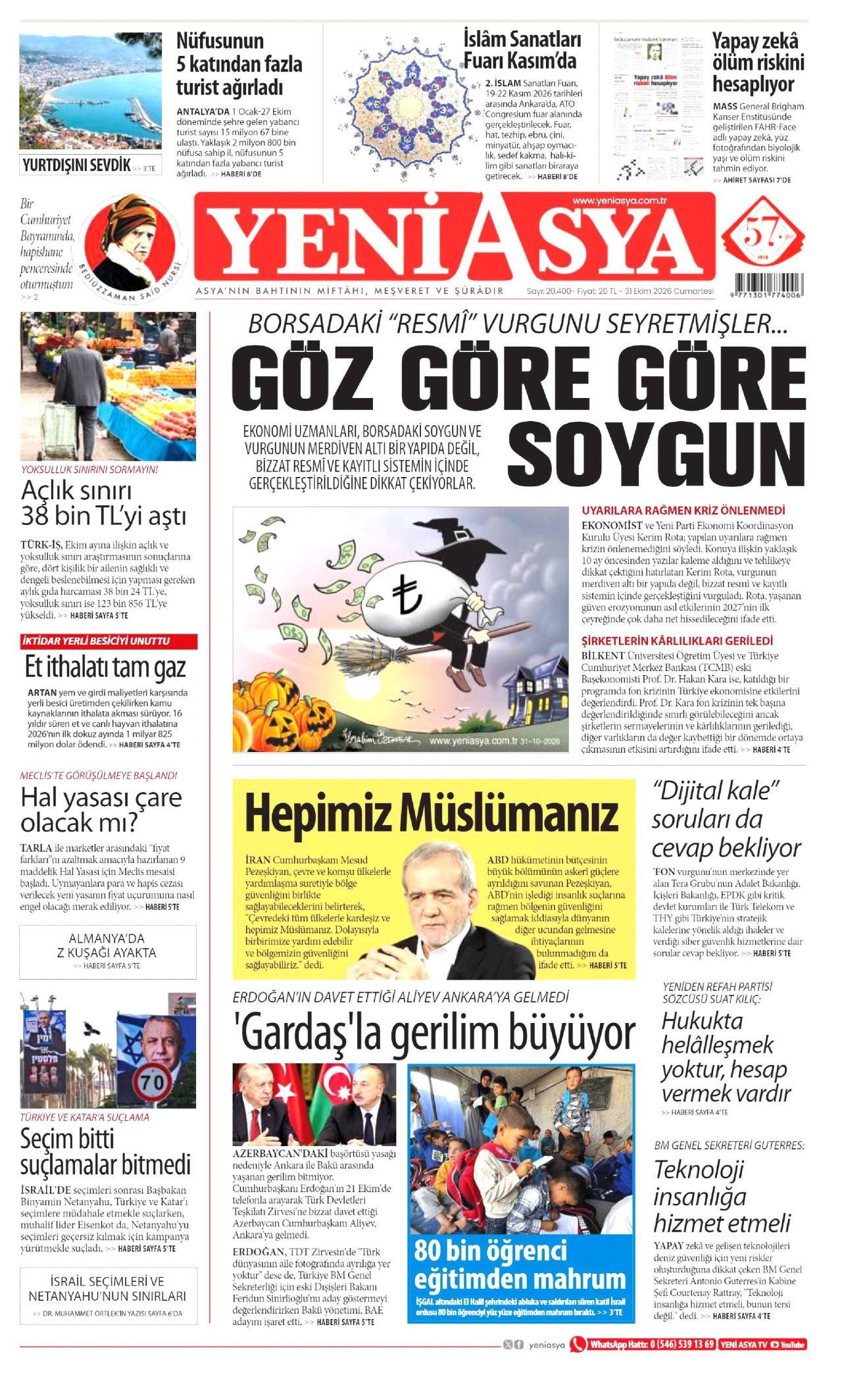 Yeni Asya Gazetesi Gazete Manşeti