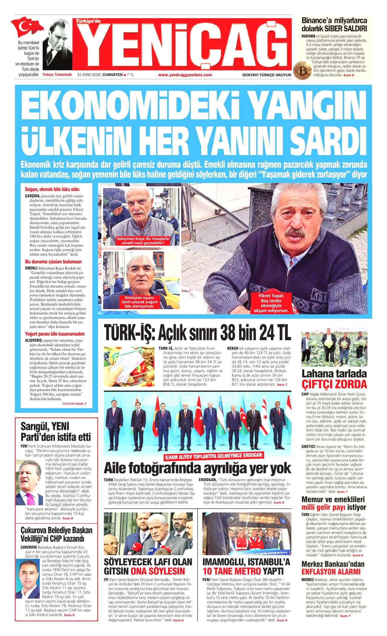 Yeniçağ Gazetesi Gazete Manşeti