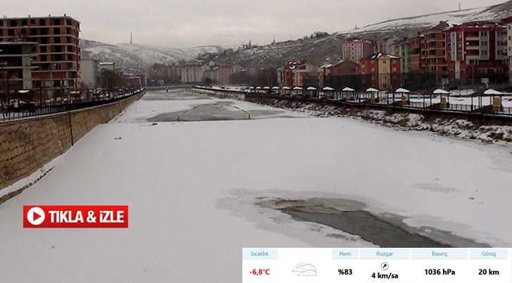 Soğuklar Çoruh Nehrini Dondurdu