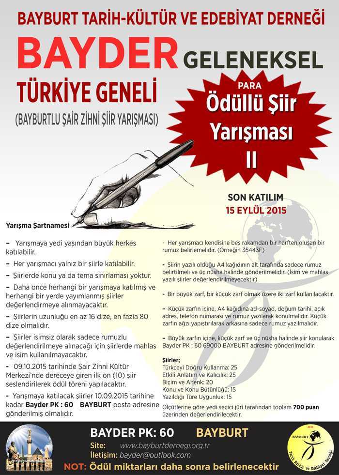 Bayburtta Ödüllü Şiir Yarışması