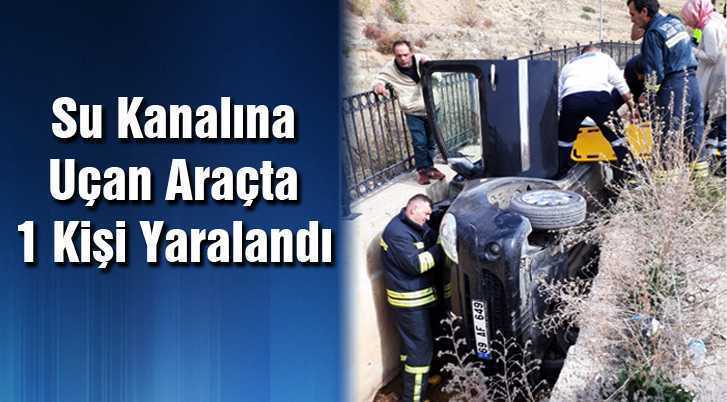 Bayburt’ta Su Kanalına Uçan Araçta Bir Kişi Yaralandı