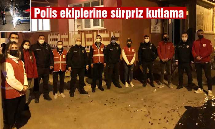 Bayburt’ta kavga ihbarına giden polis ekiplerine sürpriz kutlama
